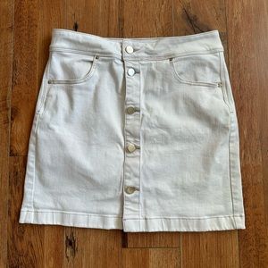 Gold button up white skirt